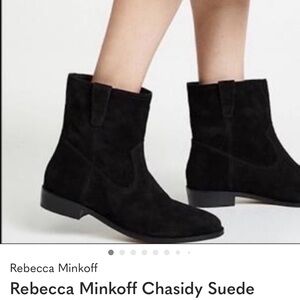 Rebecca Minkoff “ Chasidy” Black Suede Ankle Boots W Sz 9